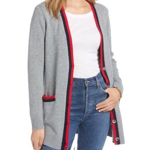 NWT 1901 Cardigan Nordstrom grey Varsity stripe